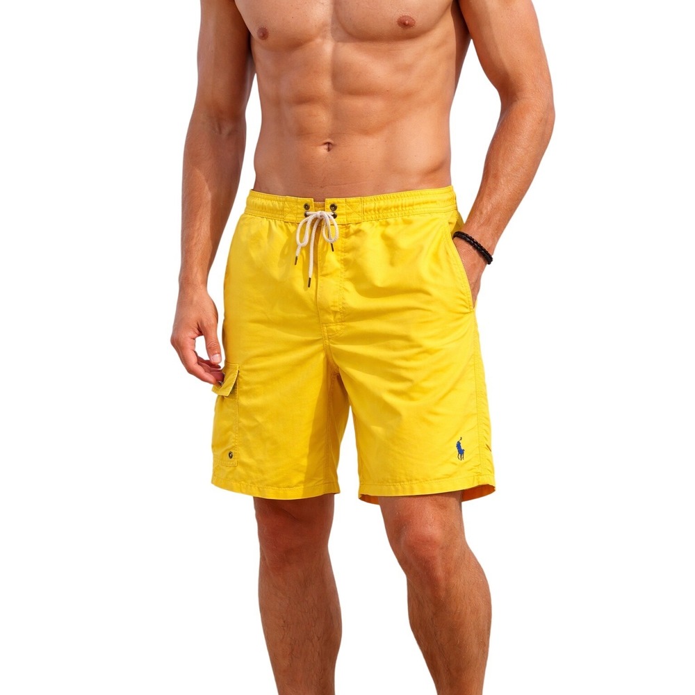 Ralph Lauren Polo Swim Trunks Mens Yellow Cargo Pocket  XXL Beach Vacation 99-21